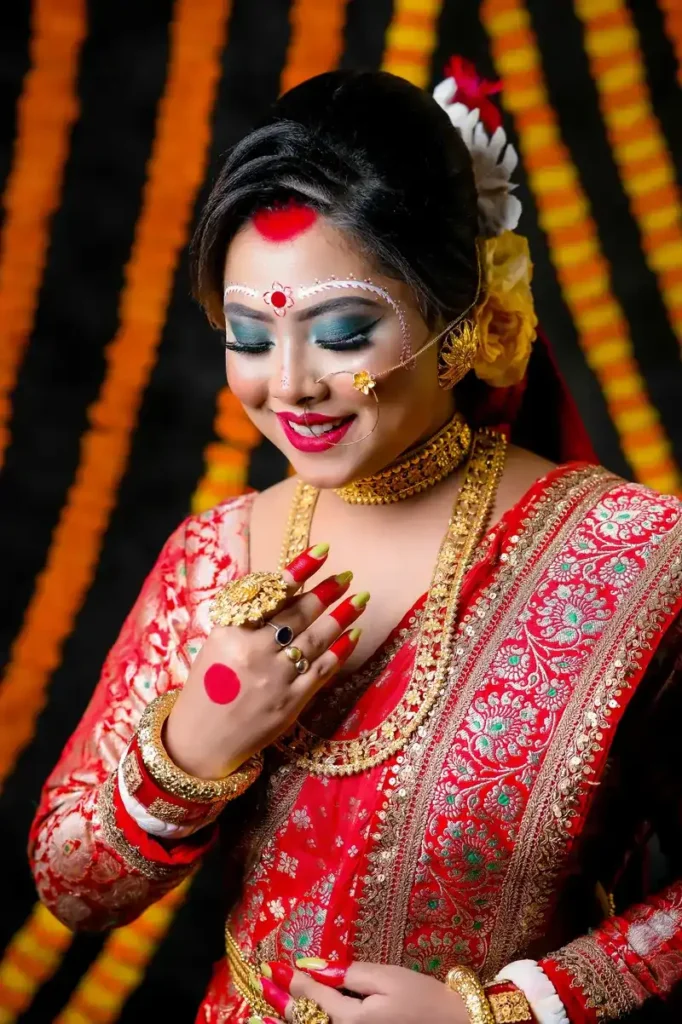 Royal Indian bride makeup by Chandrama Kalita with luxurious traditional bridal style